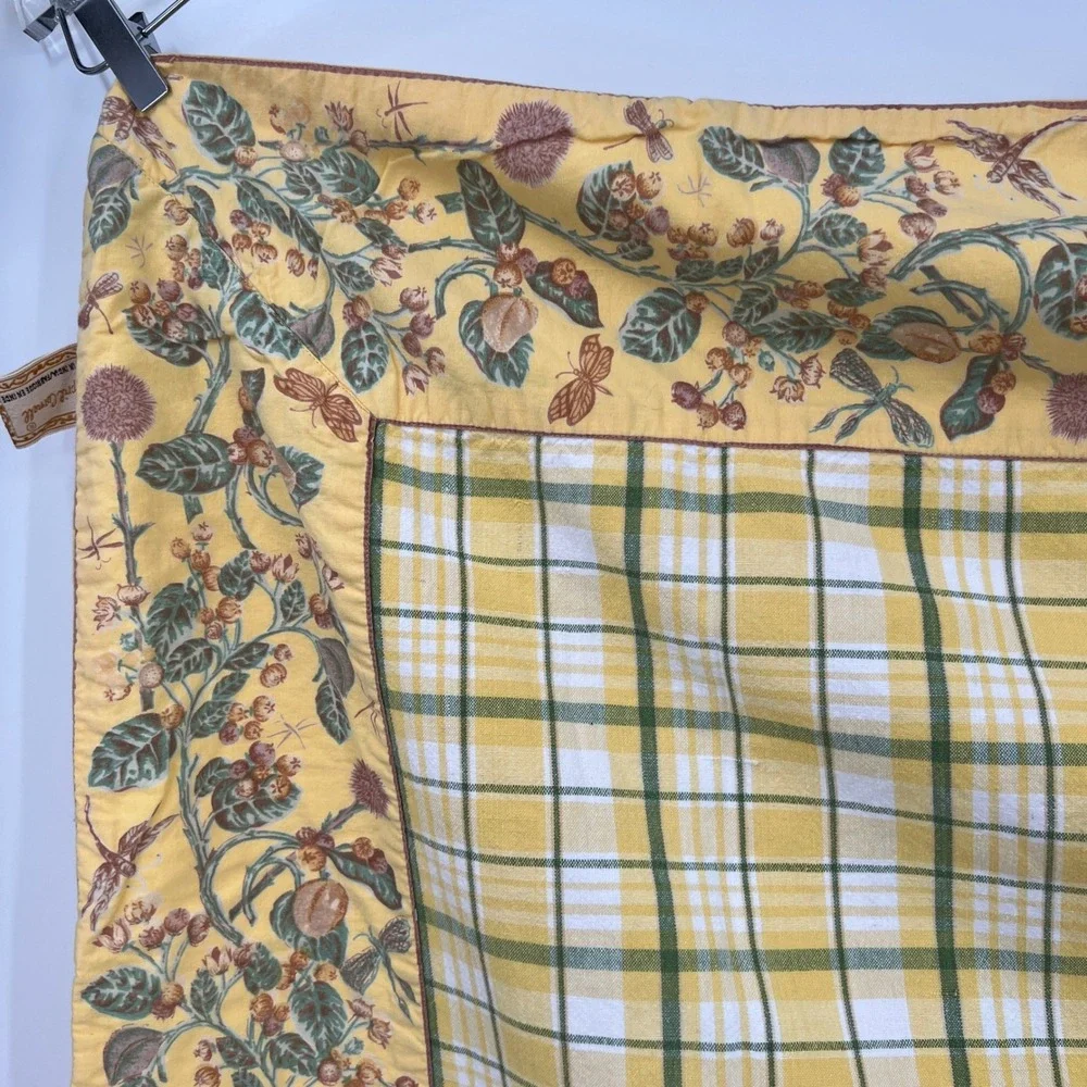 April Cornell Y2K Square Tablecloth Yellow Plaid 45x45